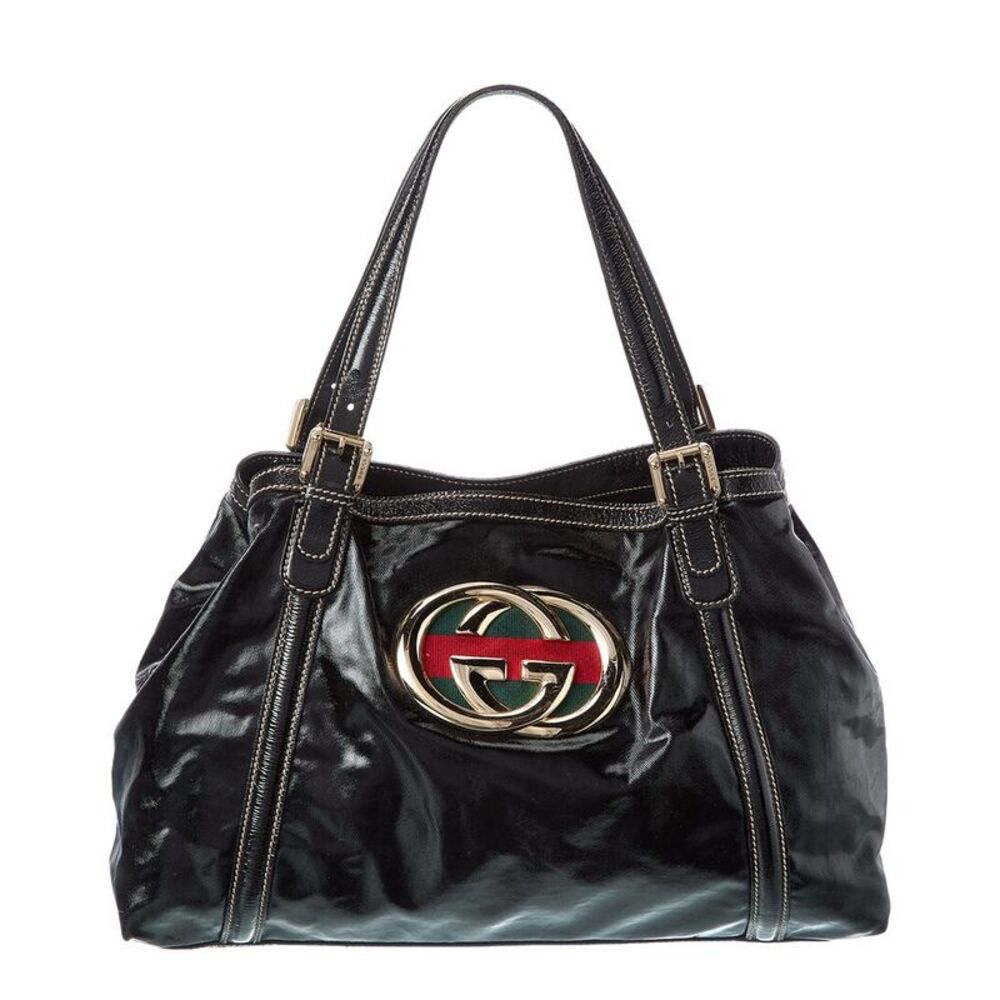 Gucci Black Dialux Leather Dialux Medium Tote (Authentic Pre-Loved)